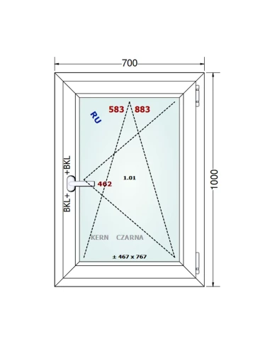 Kunststofffenster PVC Fenster 70x100 cm DREH/KIPP Gealan S 8000