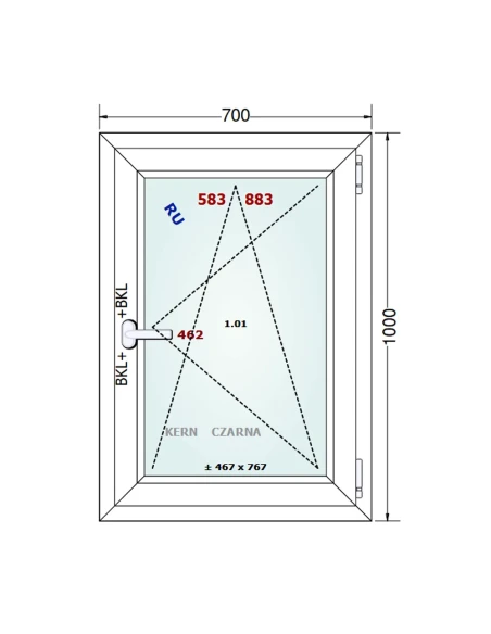Kunststofffenster PVC Fenster 70x100 cm DREH/KIPP Gealan S 8000