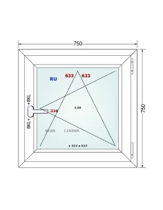 Kunststofffenster PVC Fenster 75x75 cm DREH/KIPP Gealan S 8000 2