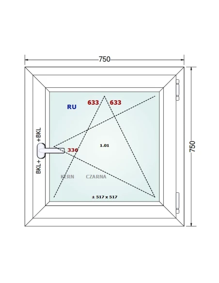 Kunststofffenster PVC Fenster 75x75 cm DREH/KIPP Gealan S 8000