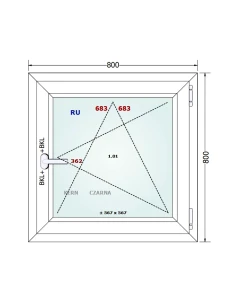 Kunststofffenster PVC Fenster 80x80 cm DREH/KIPP Gealan S 8000 2