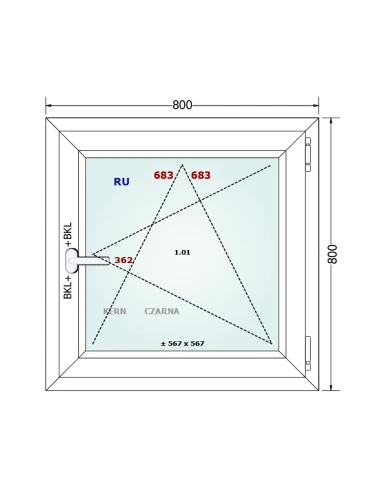 Kunststofffenster PVC Fenster 80x80 cm DREH/KIPP Gealan S 8000
