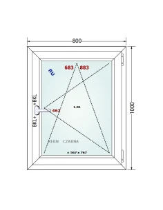Kunststofffenster PVC Fenster 80x100 cm DREH/KIPP Gealan S 8000 2