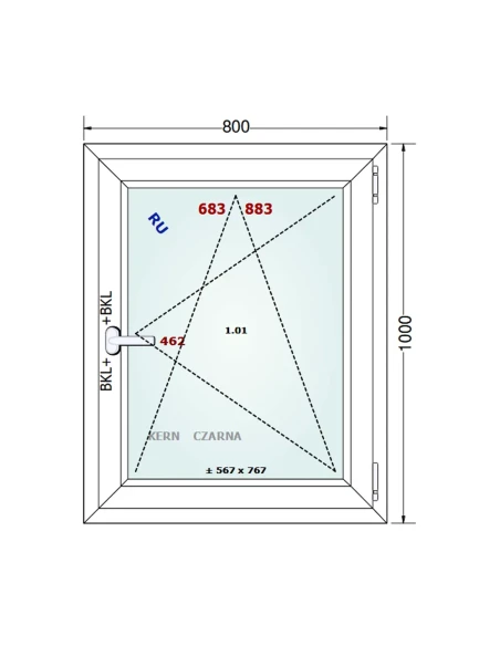 Kunststofffenster PVC Fenster 80x100 cm DREH/KIPP Gealan S 8000
