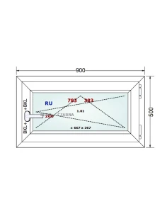Kunststofffenster PVC Fenster 90x50 cm DREH/KIPP Gealan S 8000 2