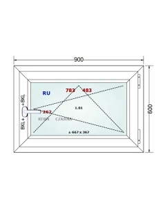 Kunststofffenster PVC Fenster 90x60 cm DREH/KIPP Gealan S 8000 2