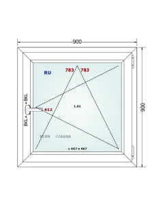 Kunststofffenster PVC Fenster 90x90 cm DREH/KIPP Gealan S 8000 2