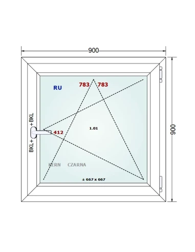 Kunststofffenster PVC Fenster 90x90 cm DREH/KIPP Gealan S 8000