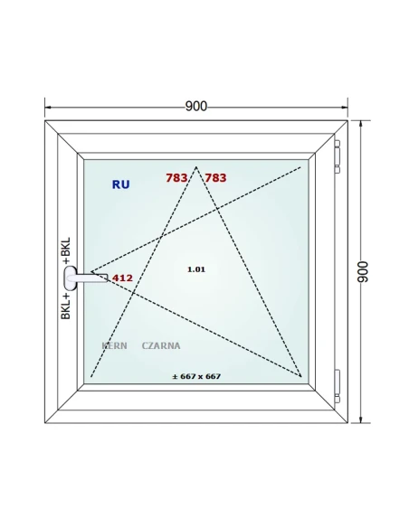 Kunststofffenster PVC Fenster 90x90 cm DREH/KIPP Gealan S 8000