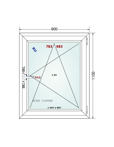 Kunststofffenster PVC Fenster 90x110 cm DREH/KIPP Gealan S 8000