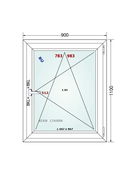 Kunststofffenster PVC Fenster 90x110 cm DREH/KIPP Gealan S 8000