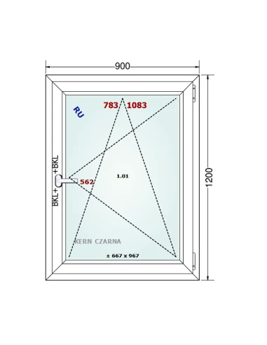 Kunststofffenster PVC Fenster 90x120 cm DREH/KIPP Gealan S 8000