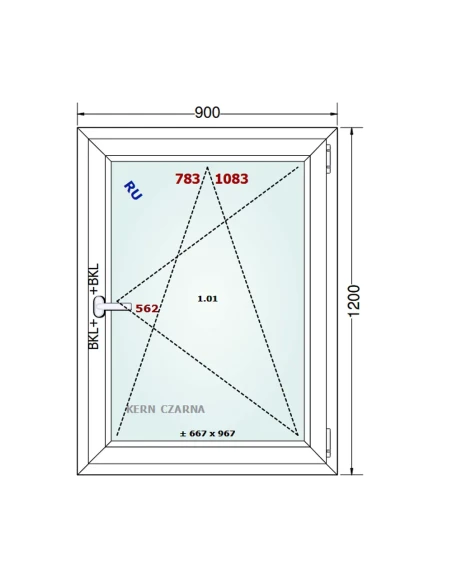 Kunststofffenster PVC Fenster 90x120 cm DREH/KIPP Gealan S 8000