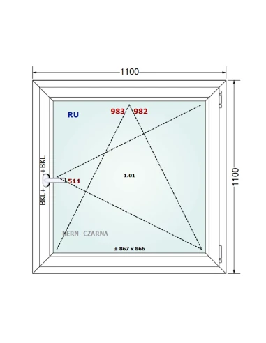 Kunststofffenster PVC Fenster 110x110 cm DREH/KIPP Gealan S 8000