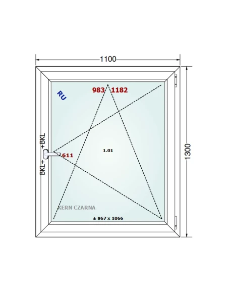 Kunststofffenster PVC Fenster 110x130 cm DREH/KIPP Gealan S 8000