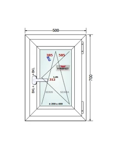 Kunststofffenster PVC Fenster 50 x 70 cm Dreh-Kipp Schüco LivIng 82 2