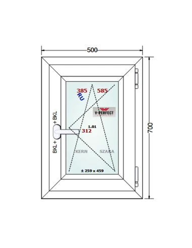 Kunststofffenster PVC Fenster 50 x 70 cm Dreh-Kipp Schüco LivIng 82