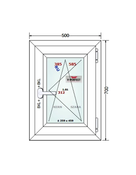 Kunststofffenster PVC Fenster 50 x 70 cm Dreh-Kipp Schüco LivIng 82