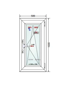 Kunststofffenster PVC Fenster 50 x 100 cm Dreh-Kipp Schüco LivIng 82 2