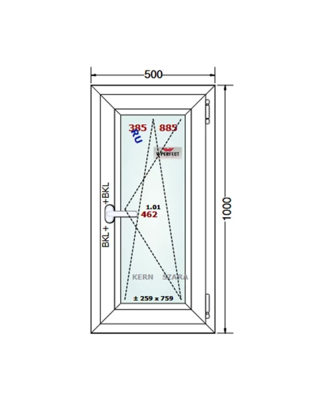 Kunststofffenster PVC Fenster 50 x 100 cm Dreh-Kipp Schüco LivIng 82