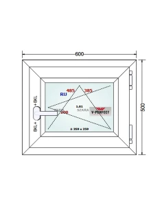 Kunststofffenster PVC Fenster 60 x 50 cm Dreh-Kipp Schüco LivIng 82 2