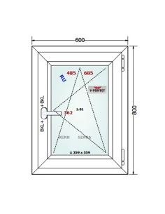 Kunststofffenster PVC Fenster 60 x 80 cm Dreh-Kipp Schüco LivIng 82 2