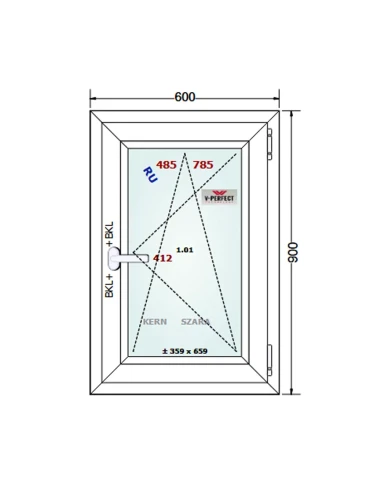 Kunststofffenster PVC Fenster 60 x 90 cm Dreh-Kipp Schüco LivIng 82