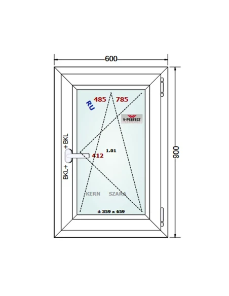 Kunststofffenster PVC Fenster 60 x 90 cm Dreh-Kipp Schüco LivIng 82