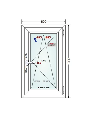 Kunststofffenster PVC Fenster 60 x 100 cm Dreh-Kipp Schüco LivIng 82