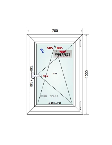 Kunststofffenster PVC Fenster 70 x 100 cm Dreh-Kipp Schüco LivIng 82
