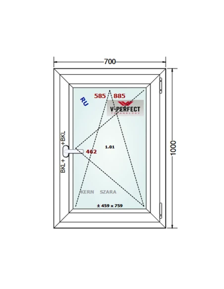 Kunststofffenster PVC Fenster 70 x 100 cm Dreh-Kipp Schüco LivIng 82