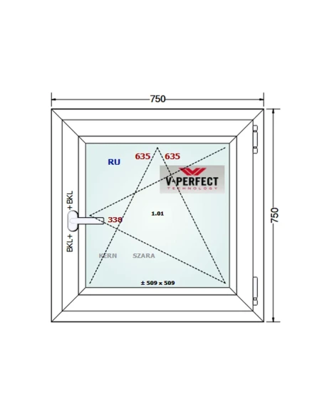 Kunststofffenster PVC Fenster 75 x 75 cm Dreh-Kipp Schüco LivIng 82