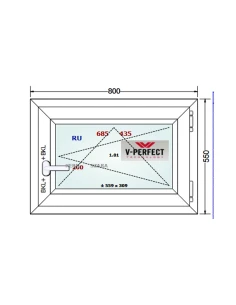 Kunststofffenster PVC Fenster 80 x 55 cm Dreh-Kipp Schüco LivIng 82 2
