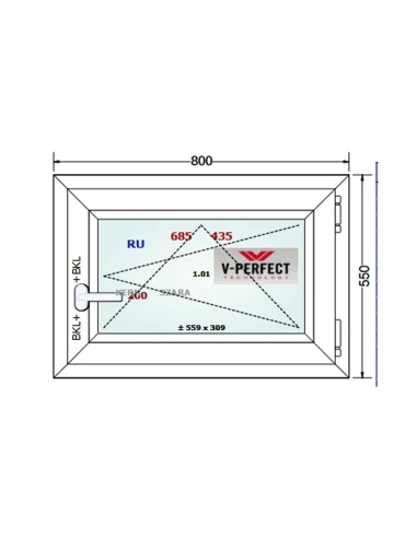 Kunststofffenster PVC Fenster 80 x 55 cm Dreh-Kipp Schüco LivIng 82