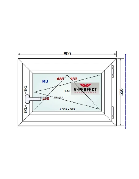 Kunststofffenster PVC Fenster 80 x 55 cm Dreh-Kipp Schüco LivIng 82