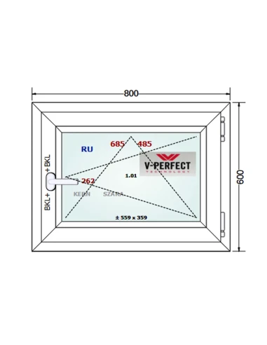 Kunststofffenster PVC Fenster 80 x 60 cm Dreh-Kipp Schüco LivIng 82