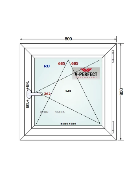 Kunststofffenster PVC Fenster 80 x 80 cm Dreh-Kipp Schüco LivIng 82