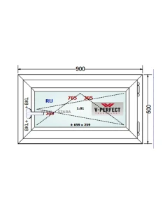 Kunststofffenster PVC Fenster 90 x 50 cm Dreh-Kipp Schüco LivIng 82 2