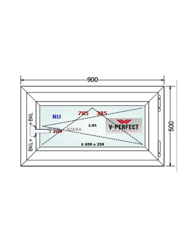 Kunststofffenster PVC Fenster 90 x 50 cm Dreh-Kipp Schüco LivIng 82