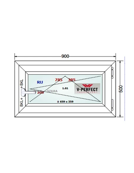 Kunststofffenster PVC Fenster 90 x 50 cm Dreh-Kipp Schüco LivIng 82