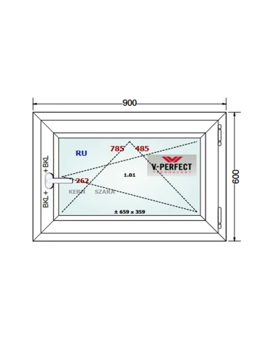 Kunststofffenster PVC Fenster 90 x 60 cm Dreh-Kipp Schüco LivIng 82