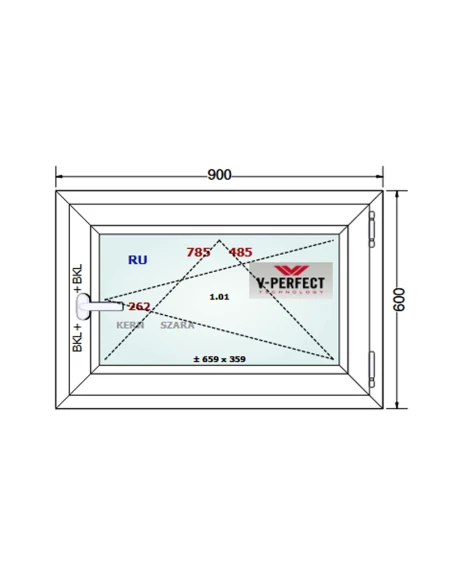 Kunststofffenster PVC Fenster 90 x 60 cm Dreh-Kipp Schüco LivIng 82