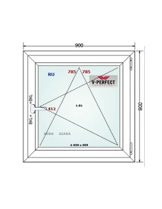 Kunststofffenster PVC Fenster 90 x 90 cm Dreh-Kipp Schüco LivIng 82 2