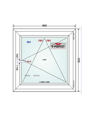 Kunststofffenster PVC Fenster 90 x 90 cm Dreh-Kipp Schüco LivIng 82
