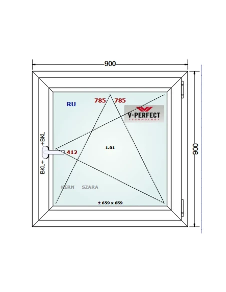 Kunststofffenster PVC Fenster 90 x 90 cm Dreh-Kipp Schüco LivIng 82