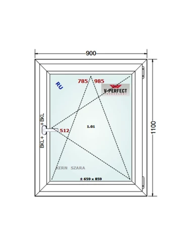 Kunststofffenster PVC Fenster 90 x 110 cm Dreh-Kipp Schüco LivIng 82