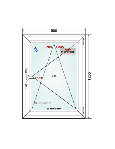 Kunststofffenster PVC Fenster 90 x 120 cm Dreh-Kipp Schüco LivIng 82