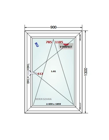 Kunststofffenster PVC Fenster 90 x 130 cm Dreh-Kipp Schüco LivIng 82