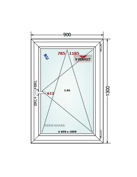 Kunststofffenster PVC Fenster 90 x 130 cm Dreh-Kipp Schüco LivIng 82