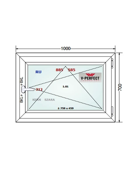 Kunststofffenster PVC Fenster 100 x 70 cm Dreh-Kipp Schüco LivIng 82